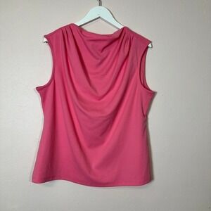 ANN TAYLOR Pink Cowl Neck Shell‎ Blouse, Size XL Petite